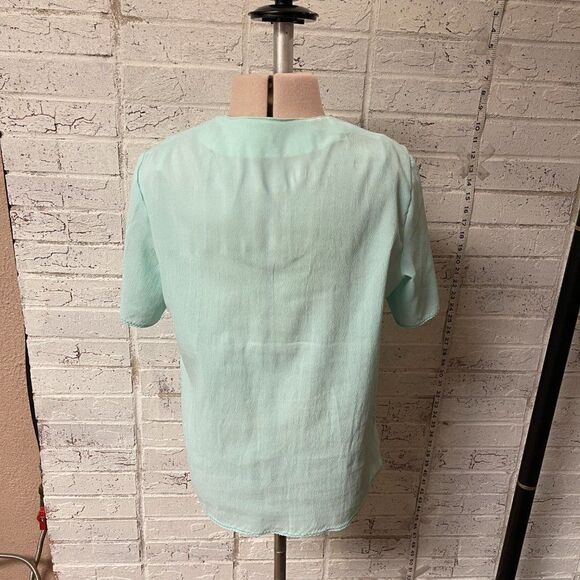 Vintage Short Sleeve Embroidered 60's Blouse Shirt Mint Medium - Picture 5 of 8